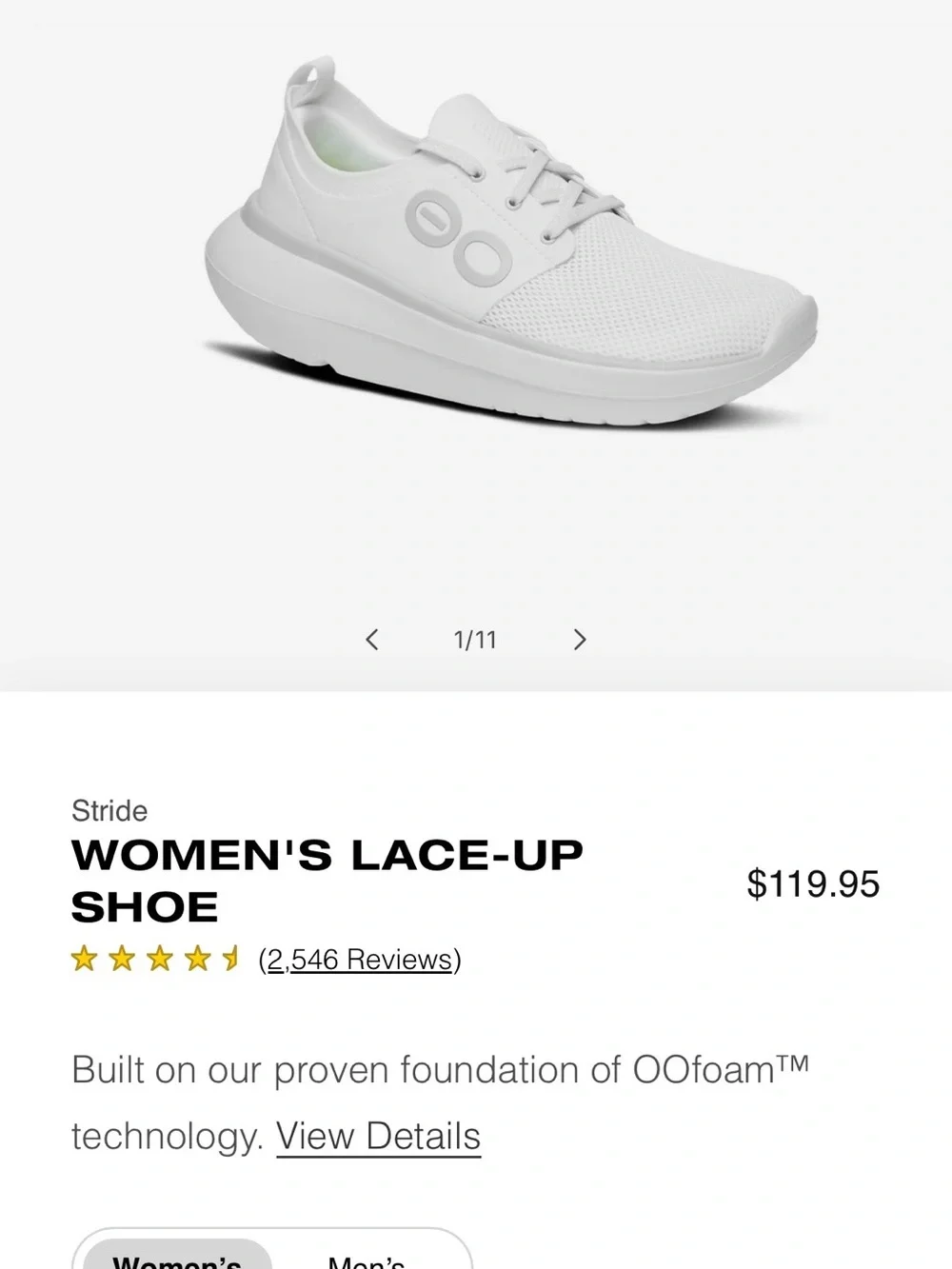 BRAND NEW - OOFOS Women’s White Sneakers with Light Gray Trim